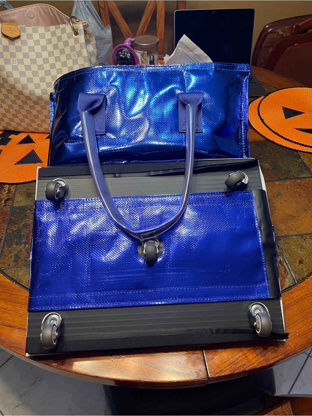 Simply Southern Metallic Blue Rolling Tote